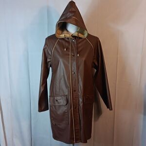 Vtg. Aqua Sheen Hooded Rain Coat